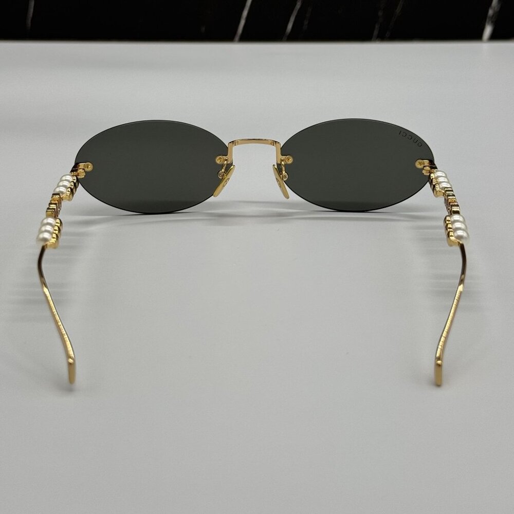 NEW GUCCI SUNGLASSES GOLD WOMEN OVAL EYEWEAR GUCCI GG1922S 001 - Picture 6 of 13